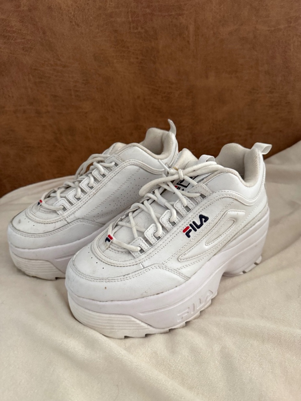 Fila Disruptor II White Platform Wedge Sneakers Womens Size 9